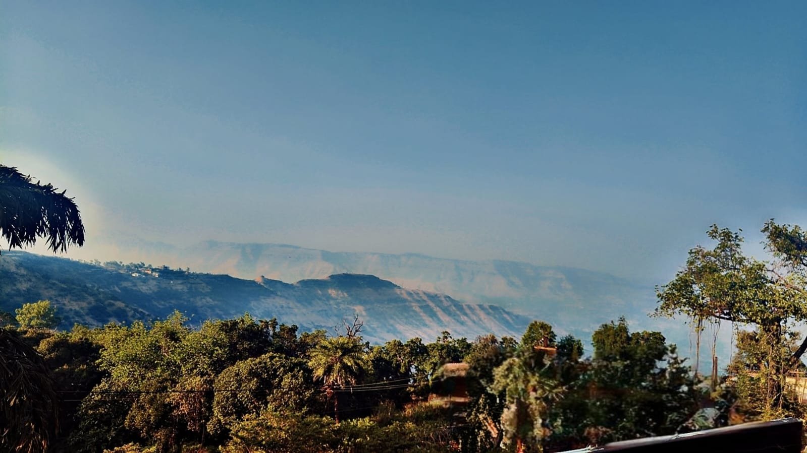 Misty valley view over the Panchgani hills